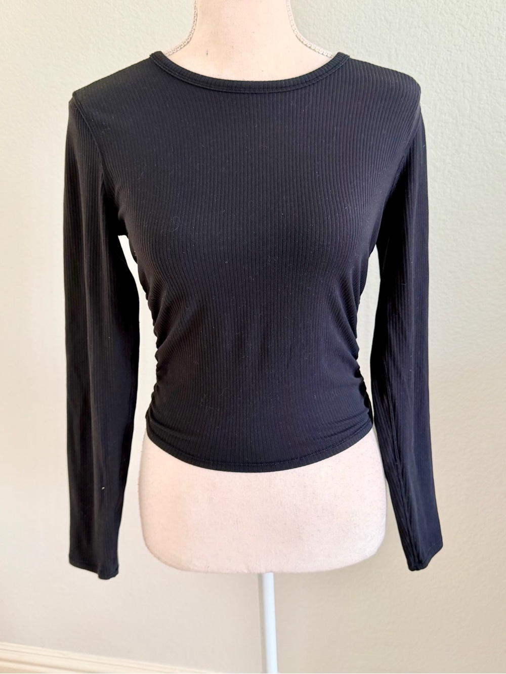lululemon athletica Black Ribbed Long Sleeve Crew Top
